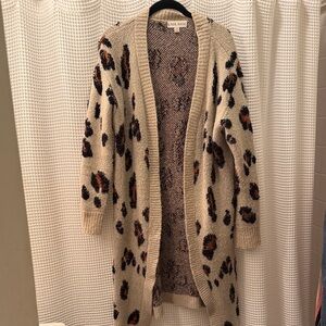 Knox Rose Beige Leopard Print Cardigan